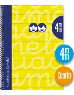 CUADERNO ESPIRAL 4º 80H 90G 4MM AMARILLO CUADROVIA EXTRADUR